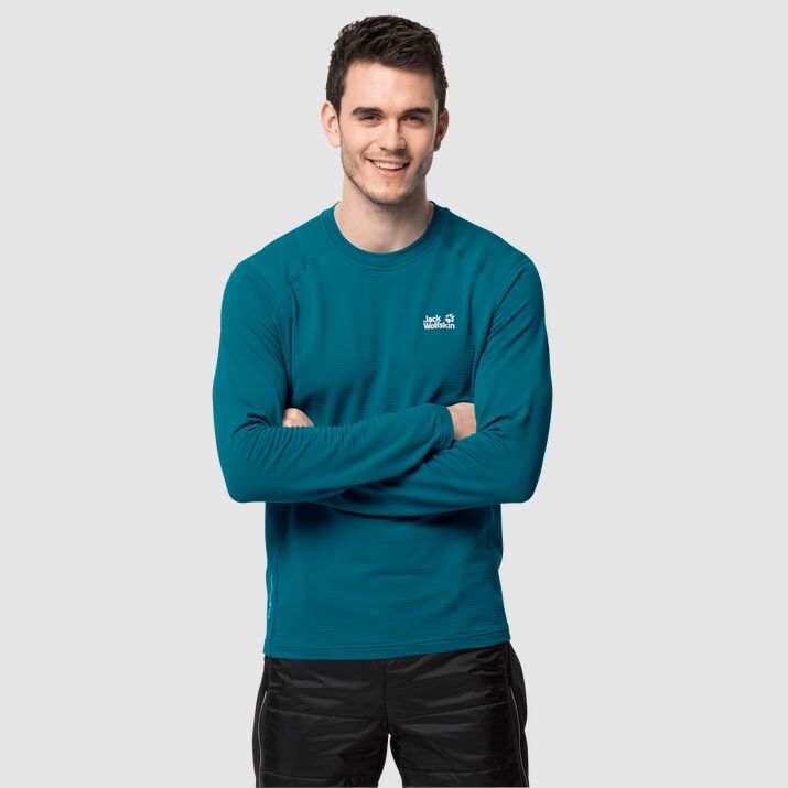 Camiseta Manga Larga Jack Wolfskin Infinite Hombre Azules Mexico-2168753